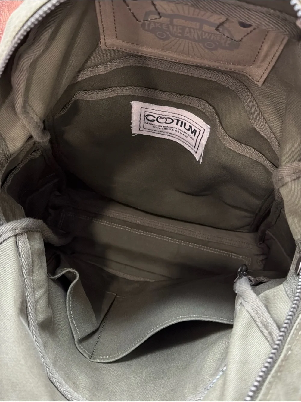 Gootium Backpack Army Green Canvas Vintage Style Travel Hiking Casual Pockets